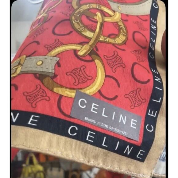 Vintage CELINE Paris Chain & Logo Print Scarf – Japanese Market Exclusive - Picture 2 of 4